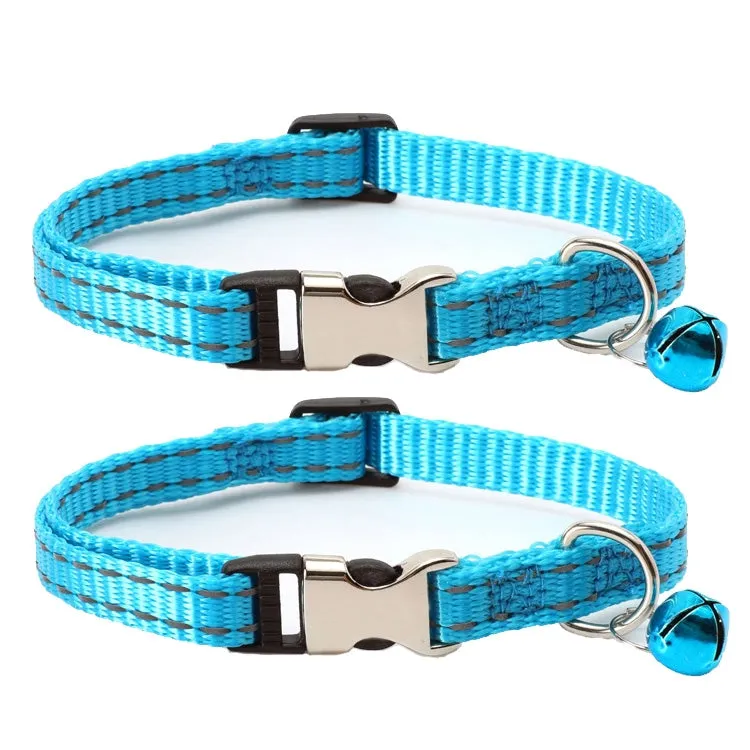 2 PCS Night Reflective Nylon Cat Collar With Bell