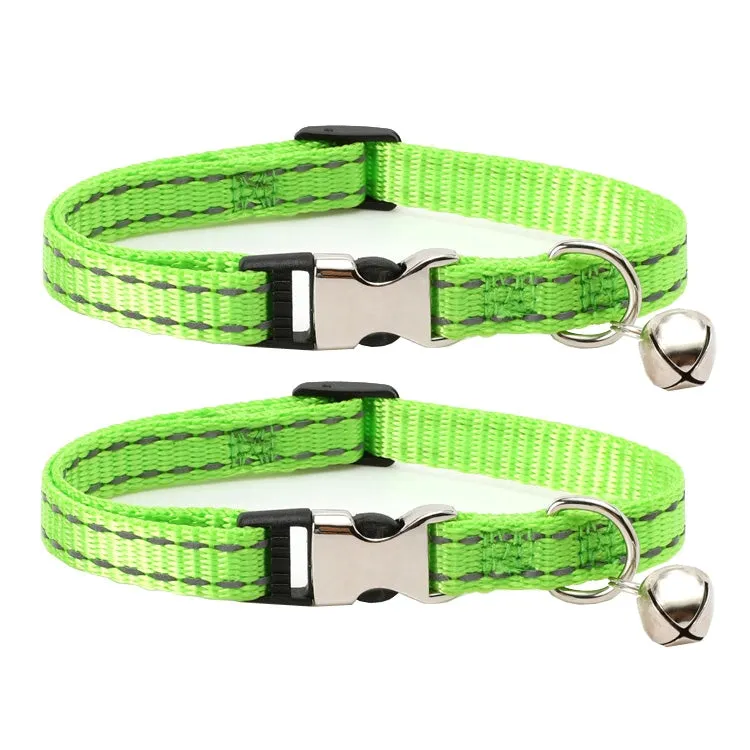 2 PCS Night Reflective Nylon Cat Collar With Bell