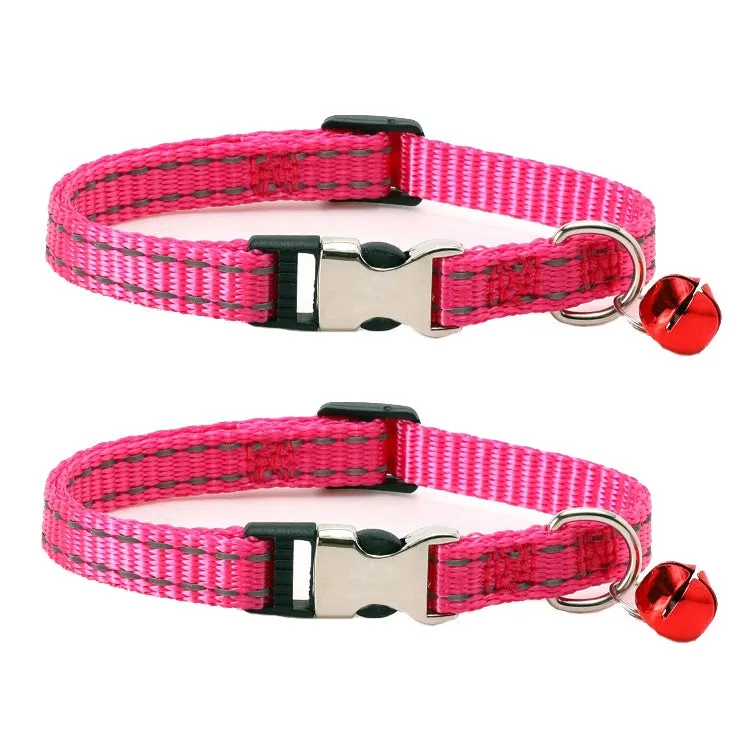 2 PCS Night Reflective Nylon Cat Collar With Bell