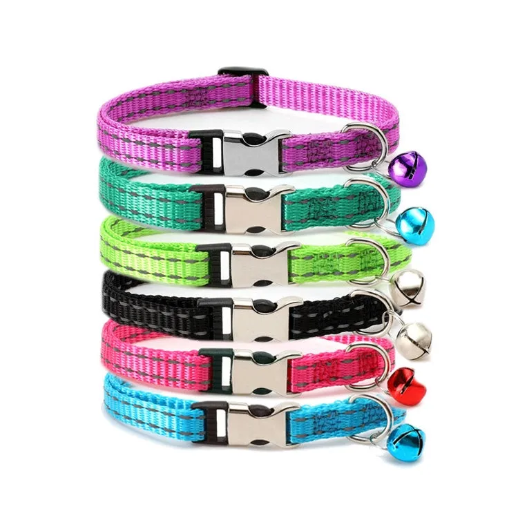 2 PCS Night Reflective Nylon Cat Collar With Bell