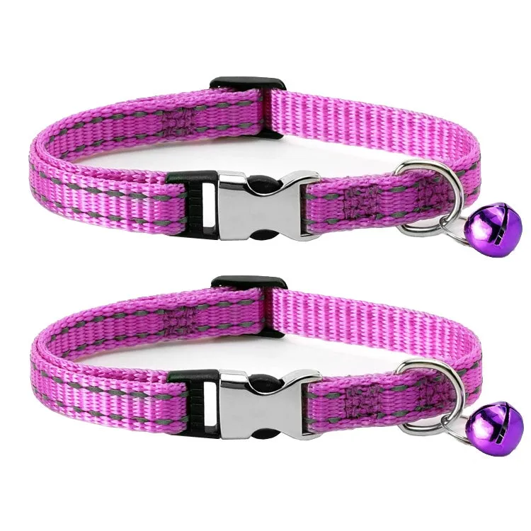 2 PCS Night Reflective Nylon Cat Collar With Bell