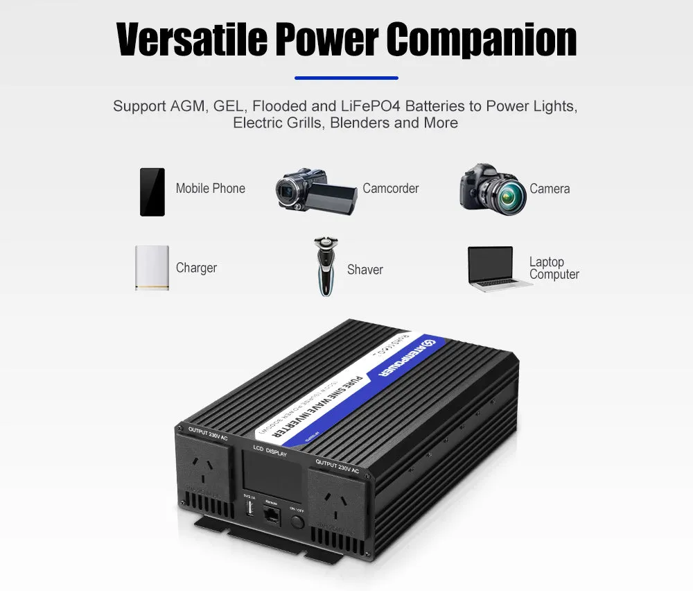 Atem Power 1500W/3000W 12V to 240V Pure Sine Wave Power Inverter