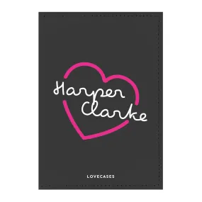 Black Personalised Island Heart Passport Cover