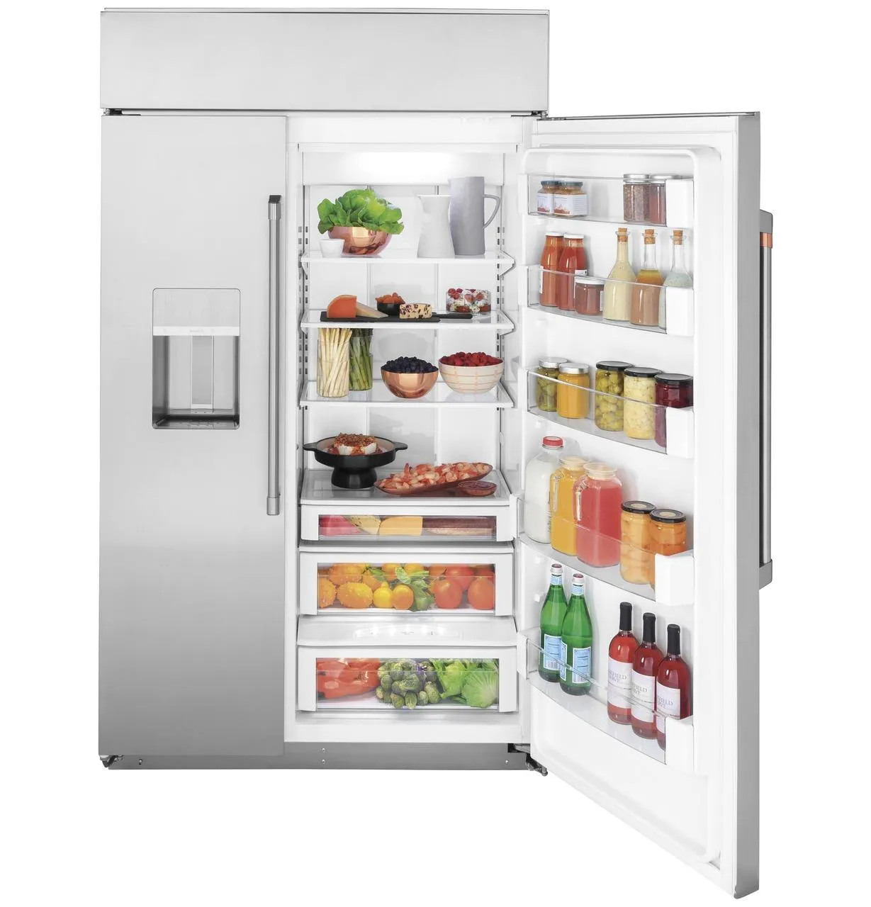 Cafe CSB48YP2NS1 Caf(eback)™ 48" Smart Built-In Side-by-Side Refrigerator with Dispenser