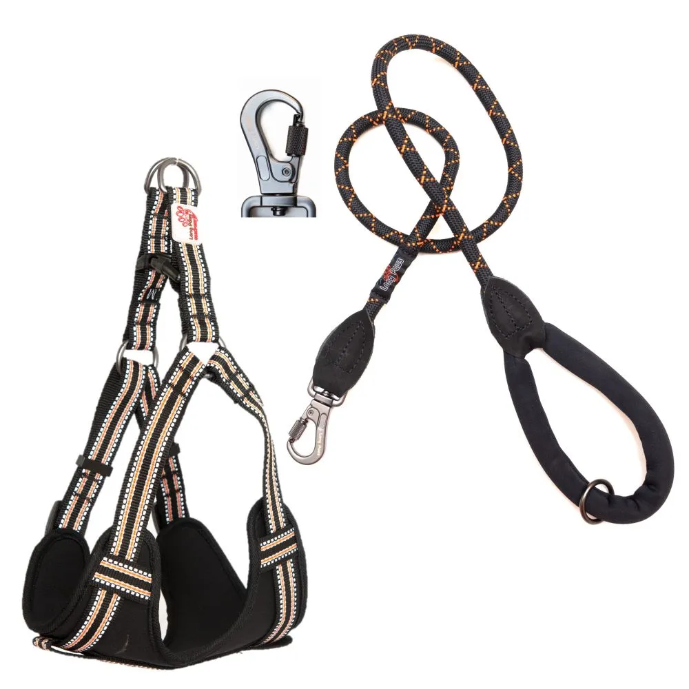 Comfort Screw Lock Rope Lead (120cm) & Reflective Step-in Harness Set