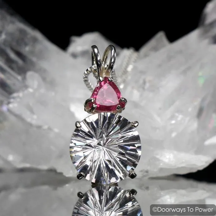 Danburite Super Nova Pendant with Pink Tourmaline