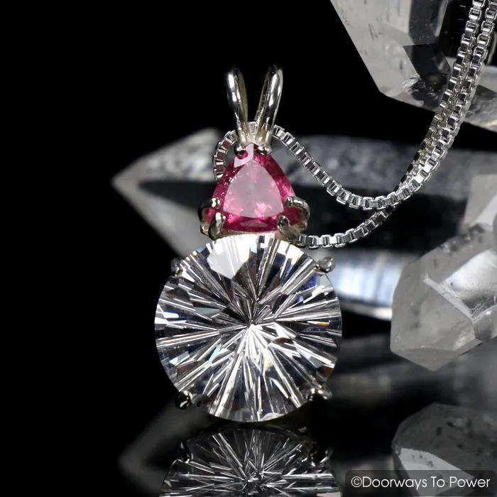 Danburite Super Nova Pendant with Pink Tourmaline