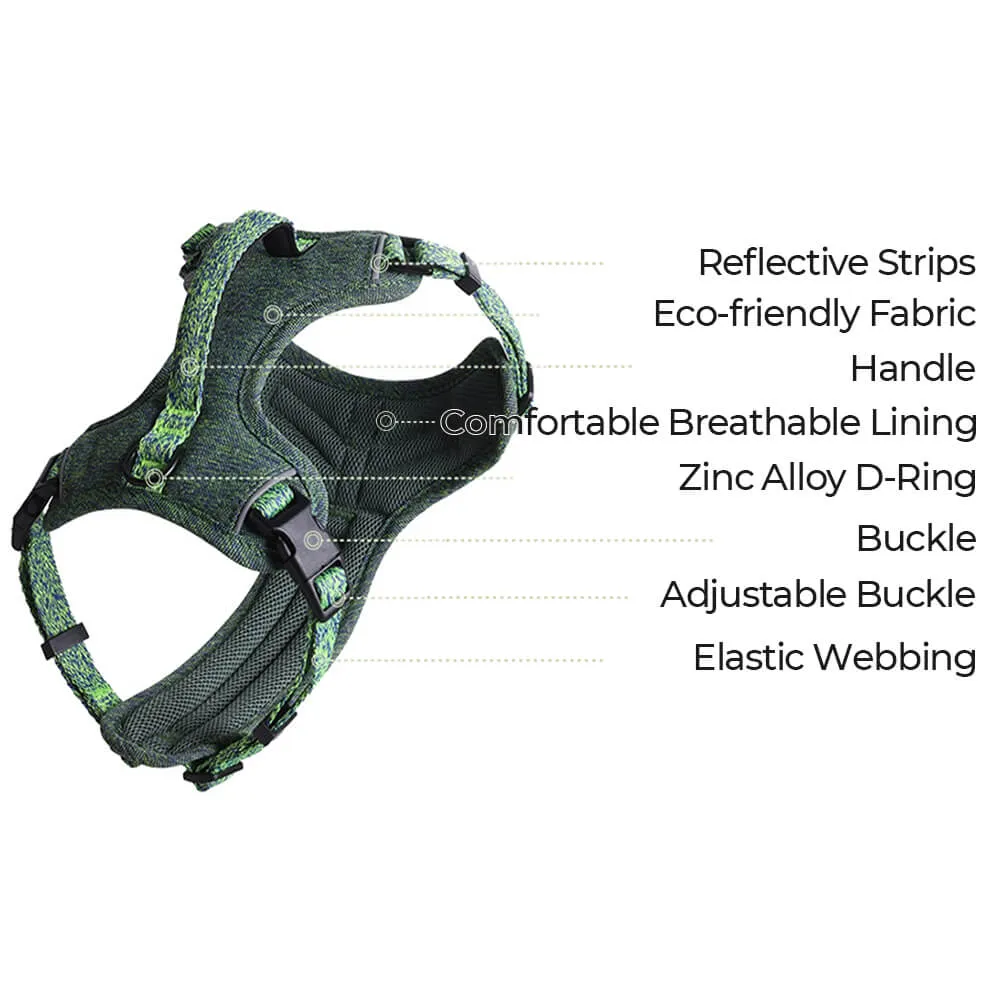 Sustainable No-Pull Dog Harness and Leash Set made from Recycled Fabrics