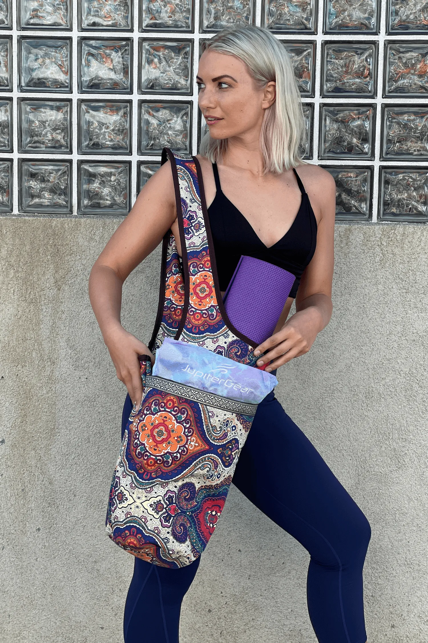 Exercise Mat Tote Bag with Large Pockets