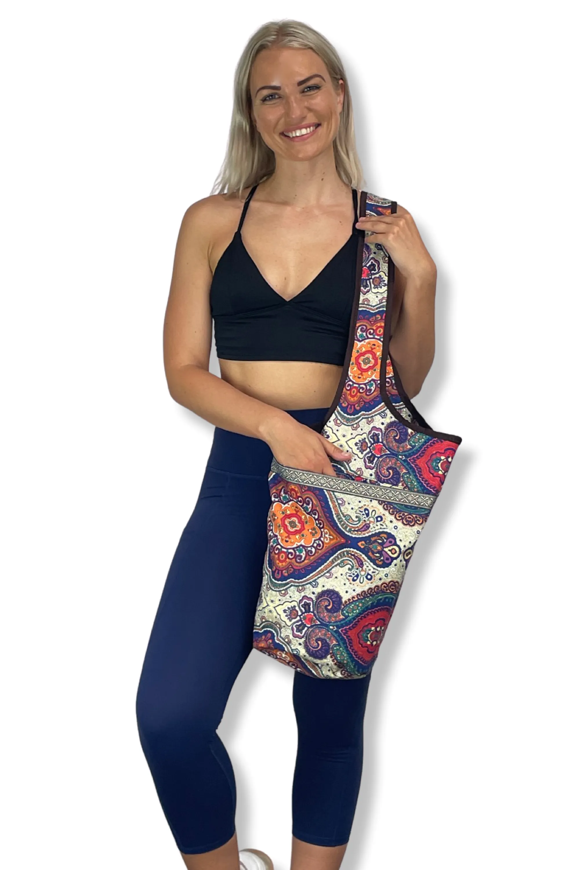 Exercise Mat Tote Bag with Large Pockets