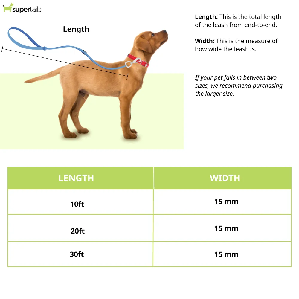 For The Love Of Dog Long Line Reflective Strip Leash for Dogs (Neon Orange)