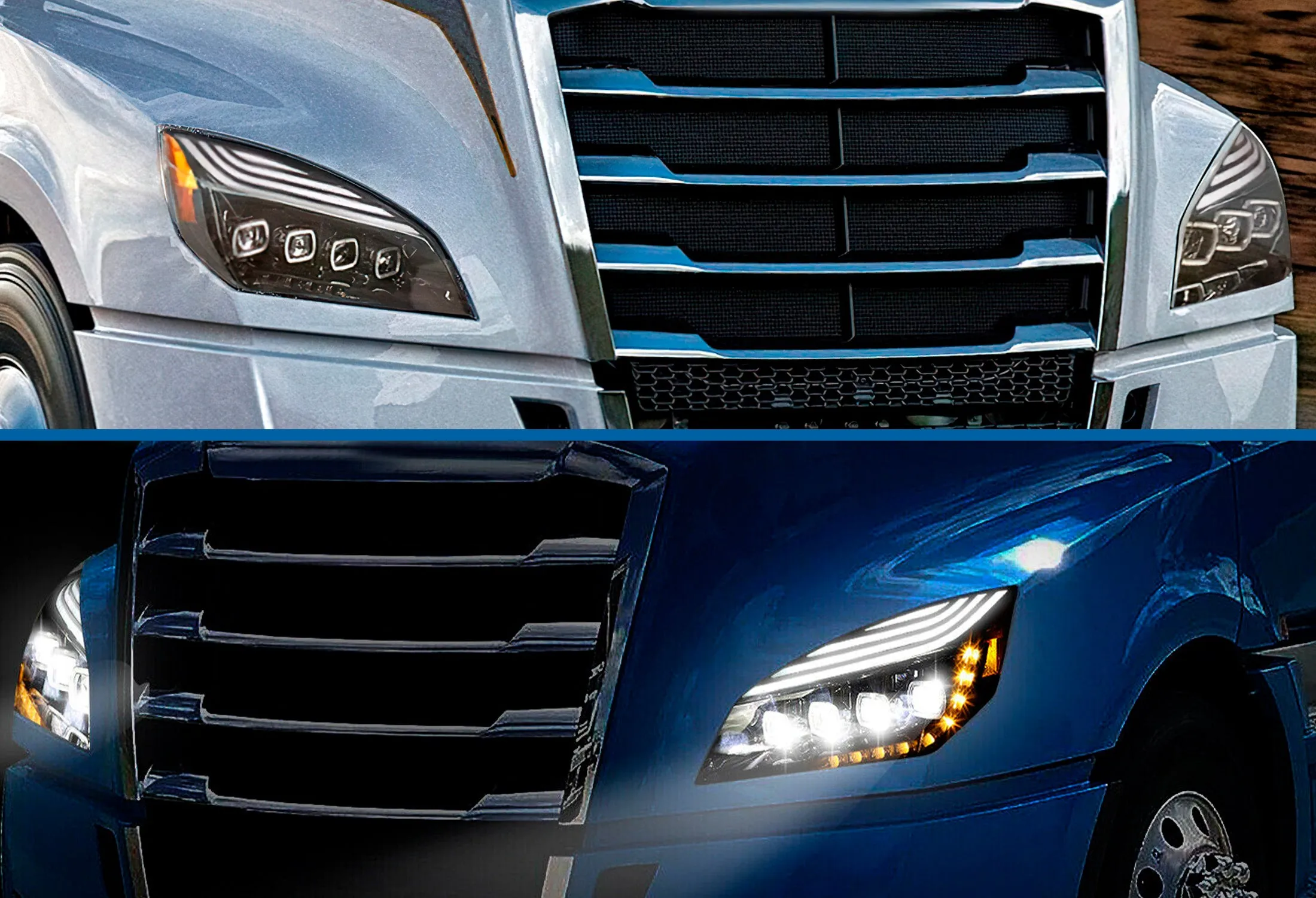 Headlights Full LED Quad Halo DRL Set 2018  Freightliner Cascadia 126 116