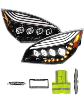 Headlights Full LED Quad Halo DRL Set 2018  Freightliner Cascadia 126 116