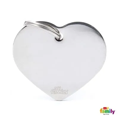 Heart Chrome Dog Name Tag