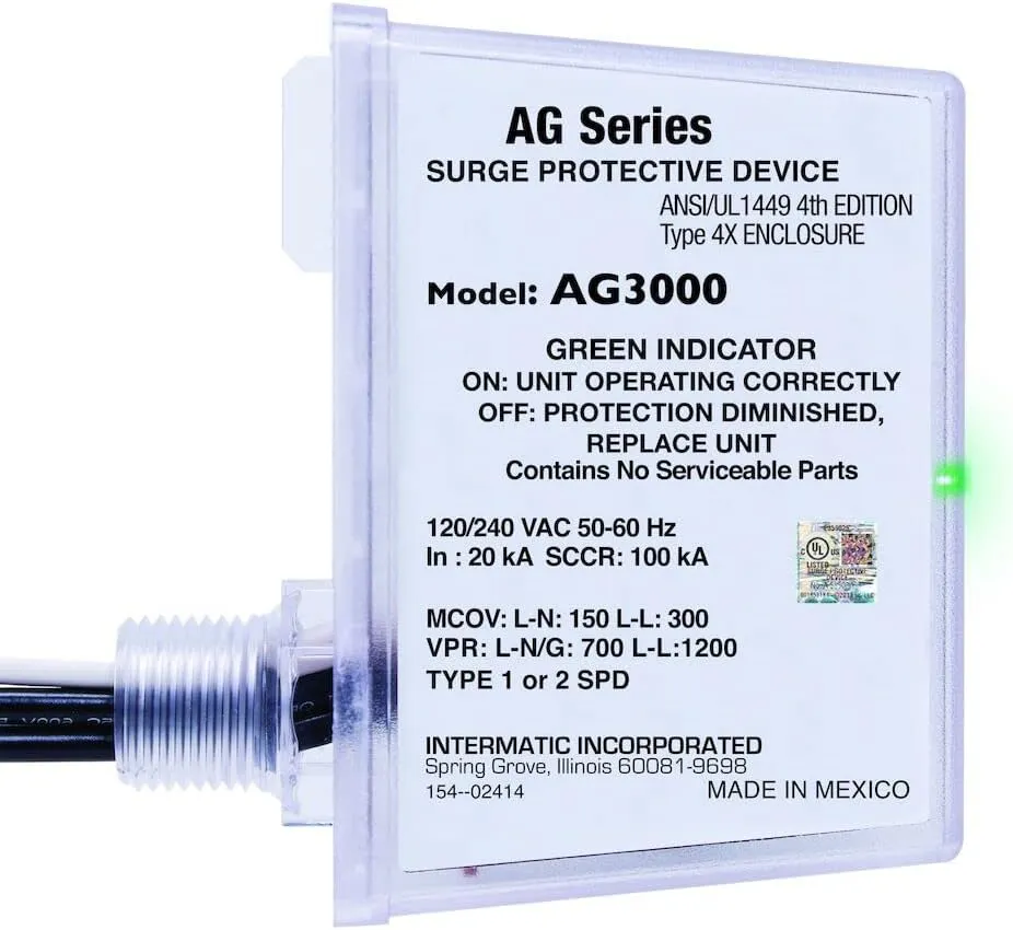 Intermatic AG3000 120/240 VAC Universal HVAC Surge Protective Device - Comprehensive Surge Protection, TPMOV Technology, Watertight Enclosure - UL Listed and Reliable