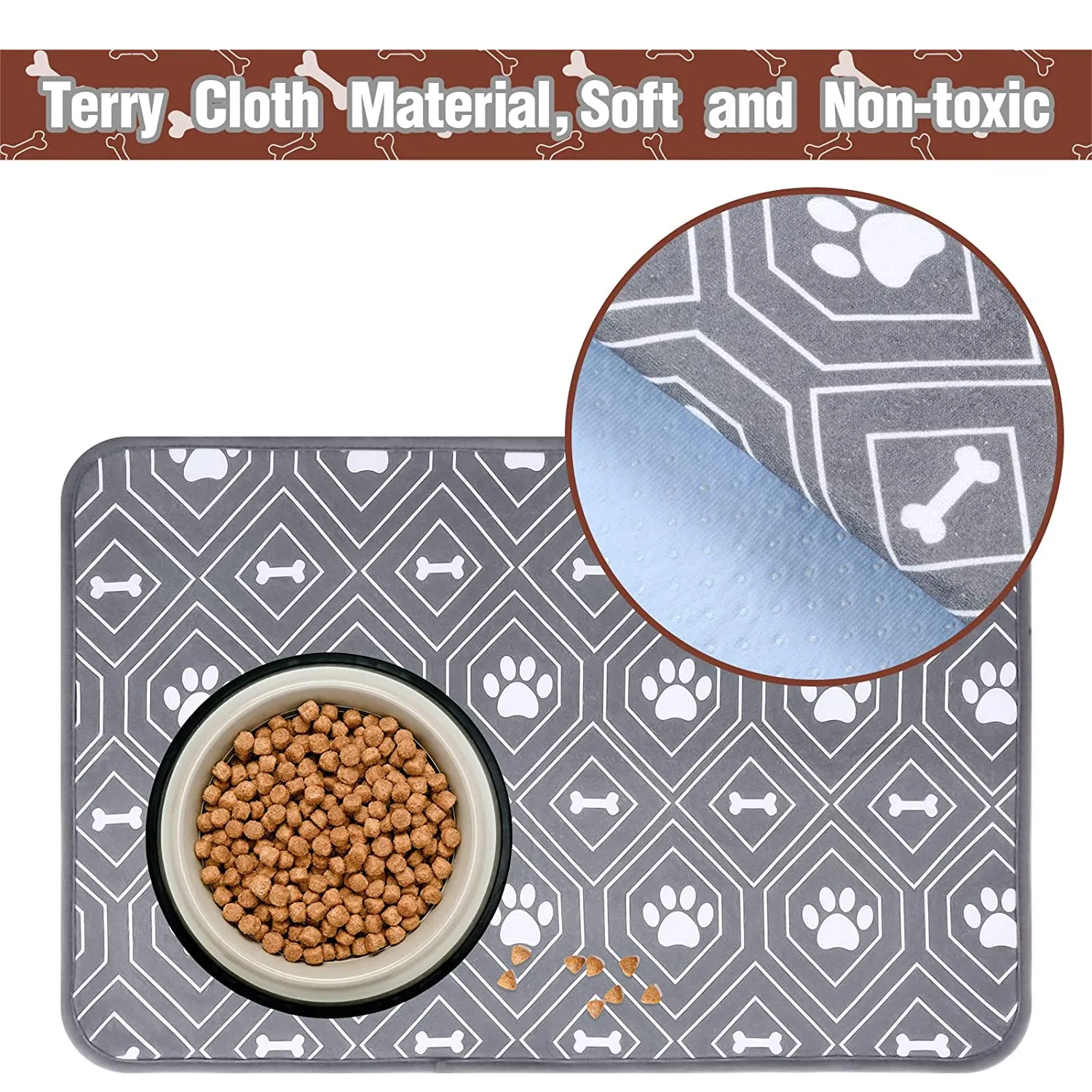 KOOLTAIL  Dog Mat for Food and Water Bowls