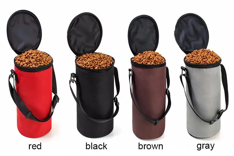 Pet Dog Food Storage Bag Bucket,Collapsible Waterproof Travel Dogs Cats Food Feeding Snack Bowl Container Barrel