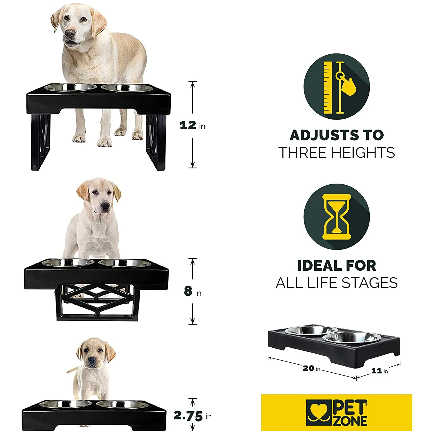 Pet Zone | Designer Diner Adjustable Raised Dog Bowls