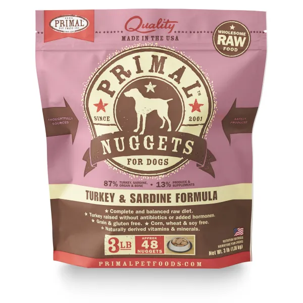 Primal Dog Raw Turkey/Sardine Frozen Nuggets