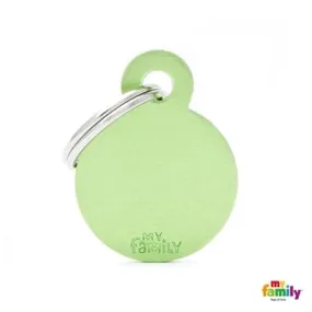 Round Green Dog Name Tag