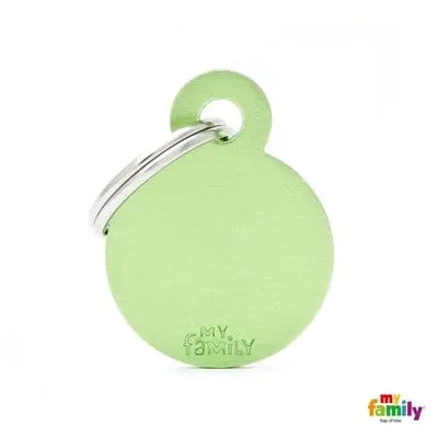 Round Green Dog Name Tag