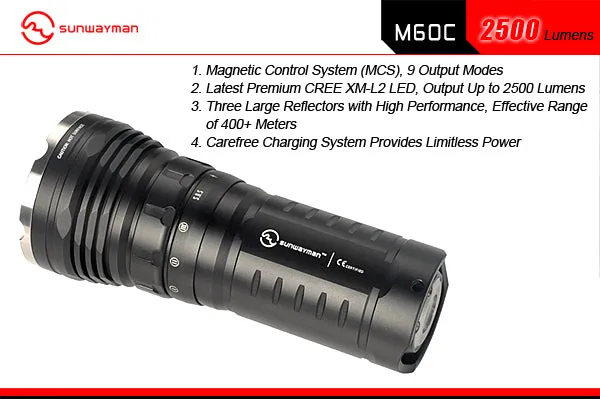 Sunwayman M60C Panther Triple CREE XM-L2 2500 Lumen Flashlight