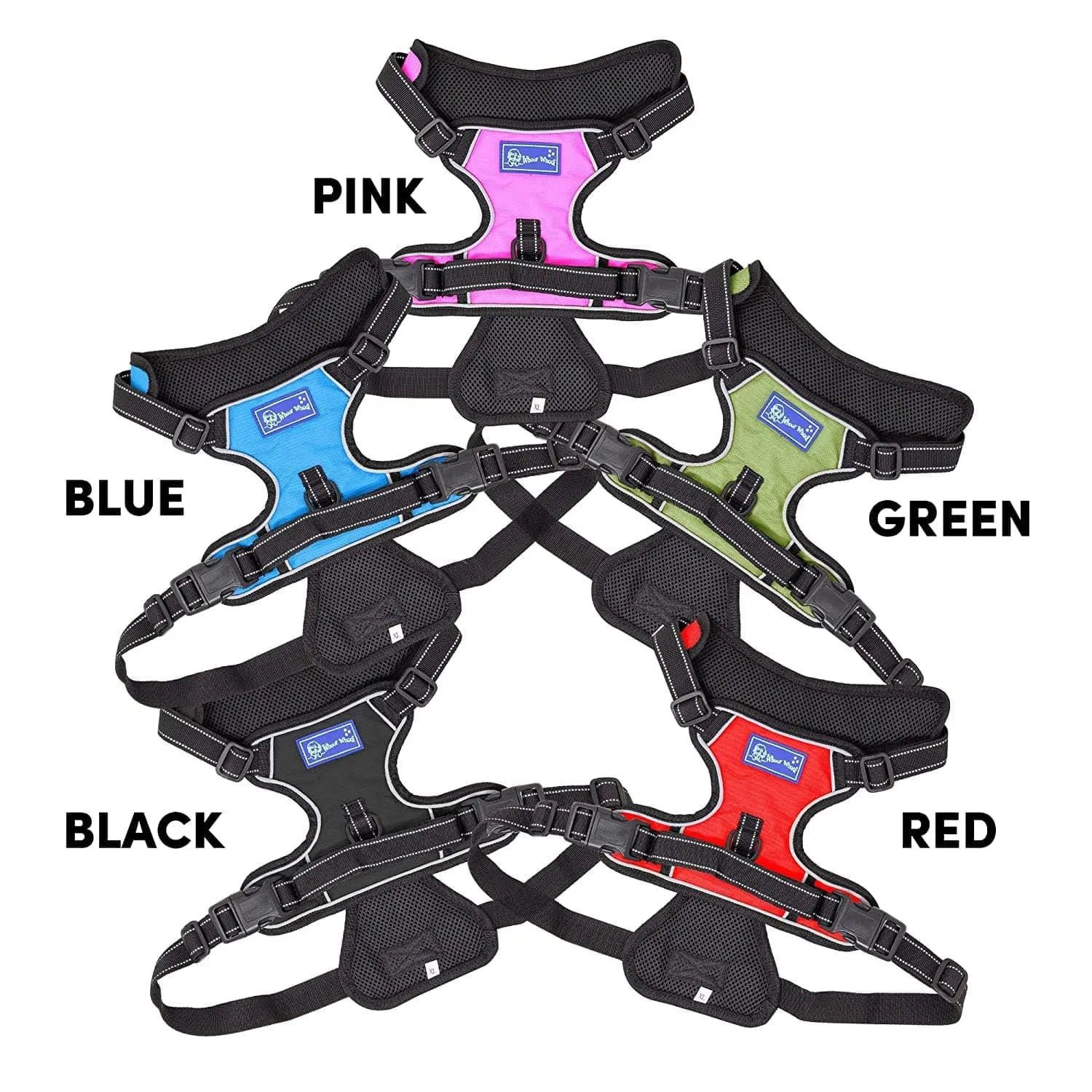 Whoof Whoof Double Padded Harness for Dogs (Black)