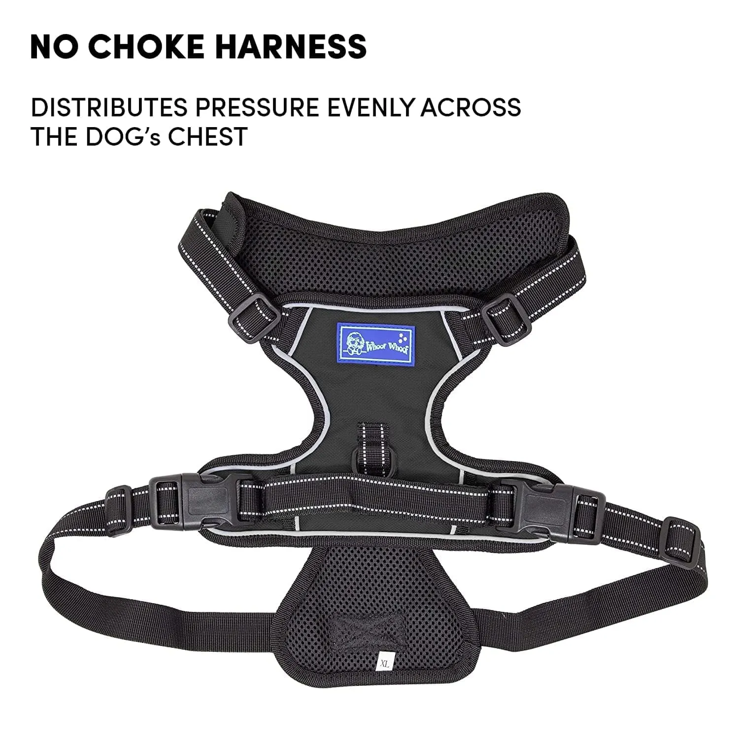 Whoof Whoof Double Padded Harness for Dogs (Black)