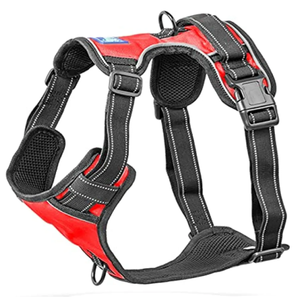 Whoof Whoof Double Padded Harness for Dogs (Red)